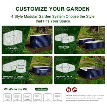 Stylish Olle Modular Raised Garden Beds – 4-in-1 Metal Planters