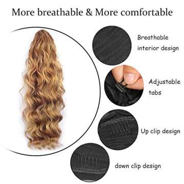 KETHBE 24 Inch Body Wave Drawstring Ponytail Extension