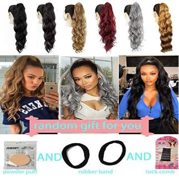 KETHBE 24 Inch Body Wave Drawstring Ponytail Extension