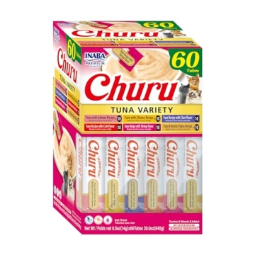 INABA Churu Cat Treats - Grain-Free Lickable Purée Snack in Tuna Variety