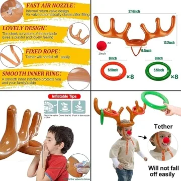 Inflatable Reindeer Antler Toss Game for Christmas Fun