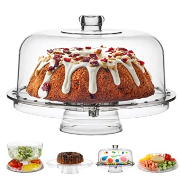 Homeries Acrylic Cake Stand with Lid - 6 in 1 Serving