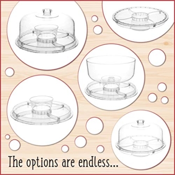 Homeries Acrylic Cake Stand with Lid - 6 in 1 Serving