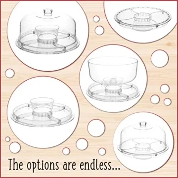 Homeries Acrylic Cake Stand with Lid - 6 in 1 Serving