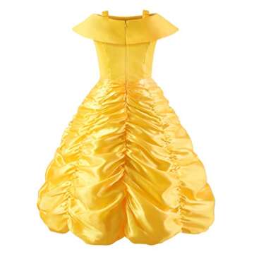 Ohlover Little Girls Princess Off Shoulder Layered Costume Dress with Accessories (5 Years, Yellow W...