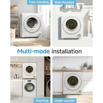 Feelfunn 1.5 Cu.Ft Portable Clothes Dryer - 850W Compact Dryer with Stainless Steel Tub, Front Load Tumble, 4 Automatic Drying Mode - Portable Dryer for Apartments, Laundry, Dorms