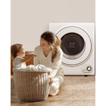 Feelfunn 1.5 Cu.Ft Portable Clothes Dryer - 850W Compact Dryer with Stainless Steel Tub, Front Load Tumble, 4 Automatic Drying Mode - Portable Dryer for Apartments, Laundry, Dorms