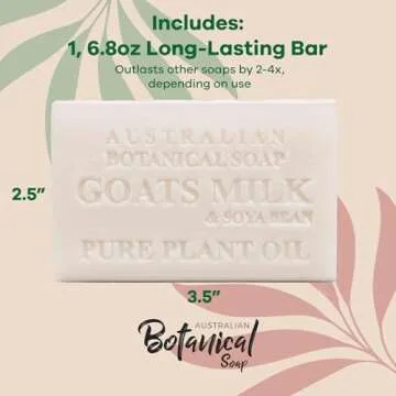 Australian Botanical Soap 6.8 OZ Pack of 1, Goat Milk Soap Bars with Soya Bean Oil, Enriched with Organic Shea Butter, Suitable for All Skin Types