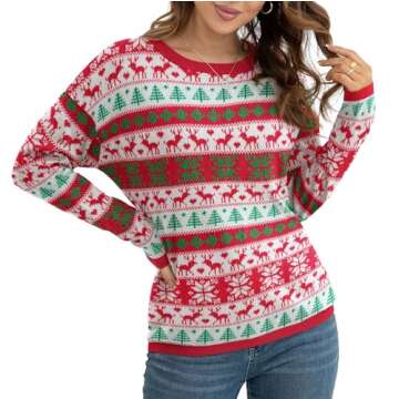 VIISHOW Womens 2023 Funny Ugly Christmas Sweater for Women Soft Crewneck Long Sleeve Knit Pullover S...