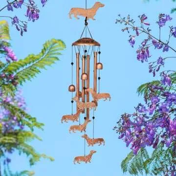 GDNSFIT Dachshund Dog Wind Chimes for Outside,Metal Windchimes,Dachshund Dog Gifts for Women/Men,Win...
