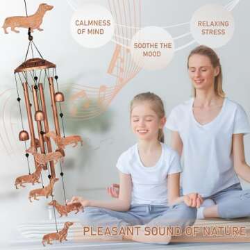 GDNSFIT Dachshund Dog Wind Chimes for Outside,Metal Windchimes,Dachshund Dog Gifts for Women/Men,Wind Chime Garden Decor Outdoor,Memorial/Housewarming/Birthday/Festival Gifts,Front Yard Decor