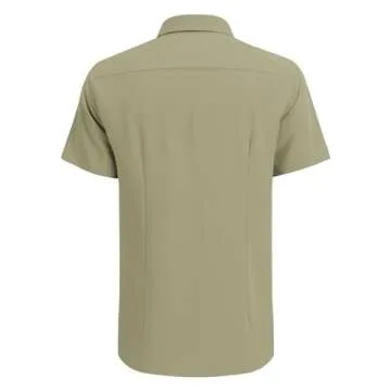 COOFANDY Mens Linen Shirts Short Sleeve Casual Button Up Shirts Loose Fit Beach Summer Shirts Army Green