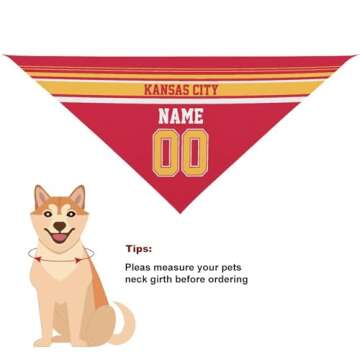 Kansas City Personalized Dog Bandana - Custom Football Style