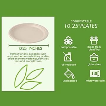 Vplus Compostable Paper Plates - Eco-Friendly and Sturdy