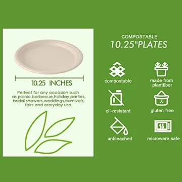 Vplus Compostable Paper Plates - Eco-Friendly and Sturdy