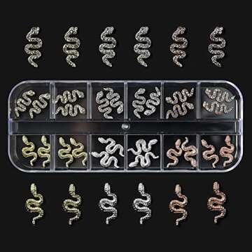 3D Snake Nail Charms with Rhinestones - Shiny Nail Art Kit