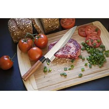 Traditional Japanese Professional Gyuto Kitchen Chefs Knife – Premium 8-inch High Carbon Stainless Steel Gyuto Sushi Knife with High Corrosion Resistance in a Single Bevel Chisel Edge Grind