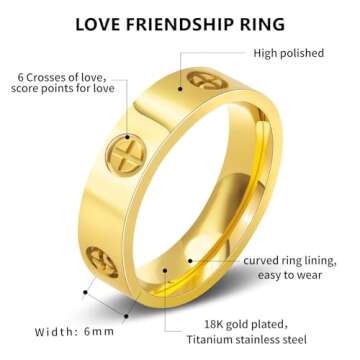 Love Friendship Gold Rings for Women:Wedding Band 18k Gold Ring Cubic Zirconia Stainless Steel Promi...