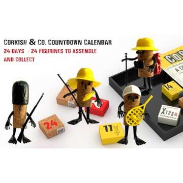 Meet the Corkish & Co.'s countdown Calendar! An amazing collection of 24 unique cork figurines. Open up the daily box to discover a new, adorable Corkish character. Age 13 and above. Gender neutral.