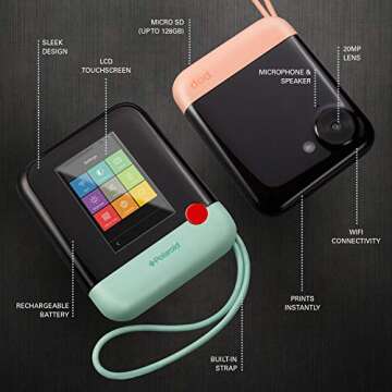 Polaroid Pop Wireless Portable Instant 3x4 Photo Printer & Digital 20MP Camera with Touchscreen Display (White) Built-in Wi-Fi, 1080p HD Video