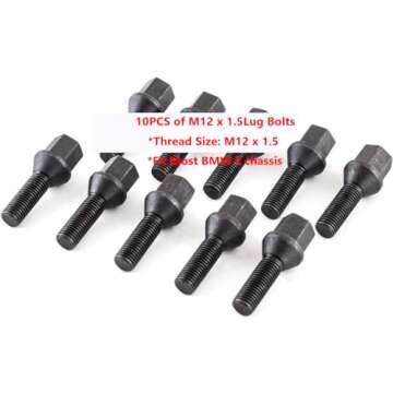 Renn Motorsport 2 PCS 5x120 15mm Wheel Spacers with 10 PCS Extended Lug Bolts Compatible with BMW 3 ...