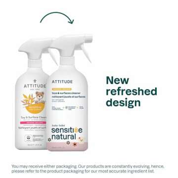 ATTITUDE Toy and Hard Surface Cleaner, Plant and Mineral Based Ingredients, Vegan, Baby and Kids Hou...