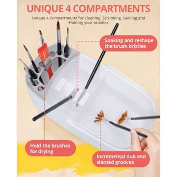 GAMENOTE Paint Brush Cleaner - Paint Brush Holder with Palette and Handle,Rinser for Acrylic, Waterc...
