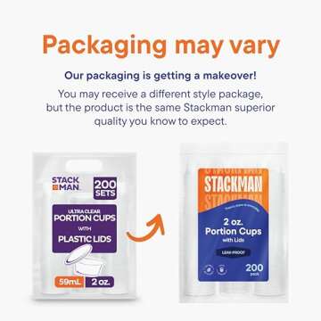 [200 Sets - 2 oz.] Small Plastic Containers with Lids, Jello Shot/ Condiment Cups, 2oz Dipping Sauce & Salad Dressing Container, Disposable Mini Portion Souffl, Ramekins, Pudding Cup