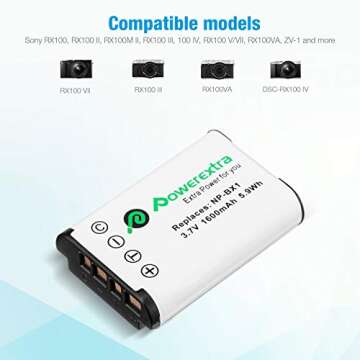 Powerextra NP-BX1 Battery 3 Pack and 3-Channel USB Charger for Sony NP-BX1 and Sony Cyber-Shot DSC-R...