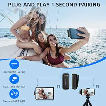 XIAOLO Wireless Lavalier Microphone for iPhone,Noise Cancelling Lapel Mic for Clear Audio Recording Vlog,YouTube,Interview,3 Mode Denoise (Black-TypeC)