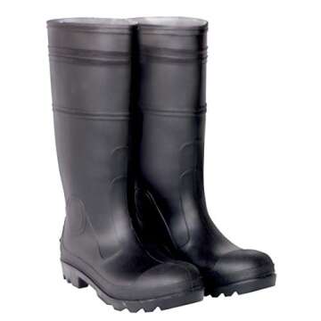 Honeywell Custom Leathercraft CLC Custom Leathercraft Rain Wear R23008 Over The Sock Black PVC Men's Rain Boot, Size 8