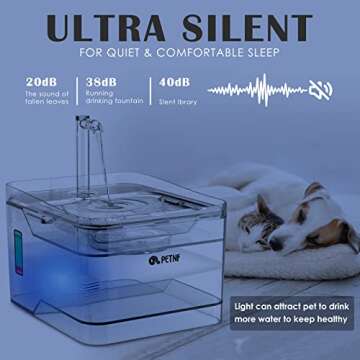 Cat Water Fountain, 101oz/3L Pet Drinking Fountain for Cats Dogs Inside Ultra Quiet Automatic Water Fountain Dispenser, Smart Pump with LED Light, Cat Fountains with 2 Filters, 3 Water Flow Settings