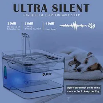 Cat Water Fountain, 101oz/3L Pet Drinking Fountain for Cats Dogs Inside Ultra Quiet Automatic Water Fountain Dispenser, Smart Pump with LED Light, Cat Fountains with 2 Filters, 3 Water Flow Settings