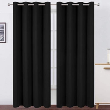 LEMOMO Blackout Curtains 52 x 84 inch/Black Curtains Set of 2 Panels/Thermal Insulated Room Darkenin...