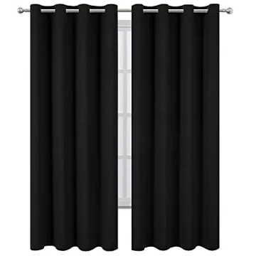 LEMOMO Blackout Curtains 52 x 84 inch/Black Curtains Set of 2 Panels/Thermal Insulated Room Darkening Curtains for Bedroom