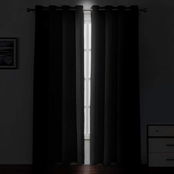 LEMOMO Blackout Curtains 52 x 84 inch/Black Curtains Set of 2 Panels/Thermal Insulated Room Darkening Curtains for Bedroom