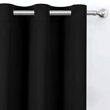 LEMOMO Blackout Curtains 52 x 84 inch/Black Curtains Set of 2 Panels/Thermal Insulated Room Darkening Curtains for Bedroom