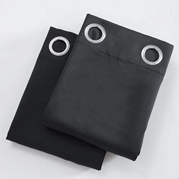 LEMOMO Blackout Curtains 52 x 84 inch/Black Curtains Set of 2 Panels/Thermal Insulated Room Darkening Curtains for Bedroom
