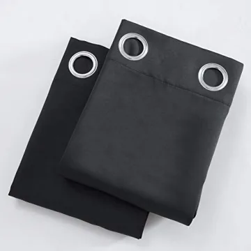 LEMOMO Blackout Curtains 52 x 84 inch/Black Curtains Set of 2 Panels/Thermal Insulated Room Darkening Curtains for Bedroom