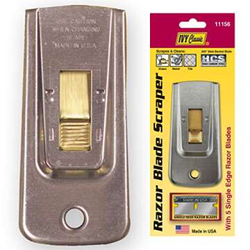 IVY Classic 11156 Razor Blade Scraper - Durable Multi-Use Tool with 5 Blades