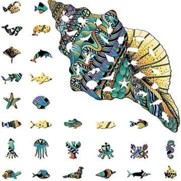 Conch Shell Wooden Jigsaw Puzzle 179 Pieces, 17.2"x17.3" with Unique Shapes for Adults by WoodGalaxy