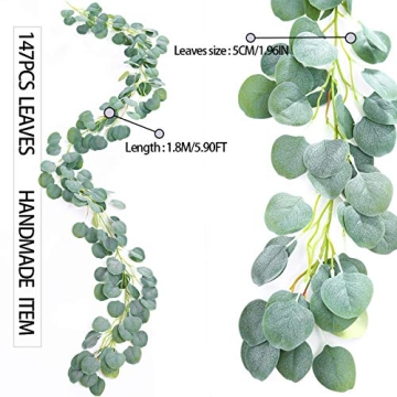 PARTY JOY Artificial Vines Faux Silk Eucalyptus Garland Greenery Wedding Backdrop Arch Wall Decor (Green Normal Package, 1)