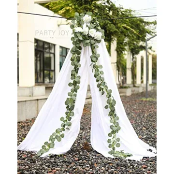 PARTY JOY Artificial Vines Faux Silk Eucalyptus Garland Greenery Wedding Backdrop Arch Wall Decor (Green Normal Package, 1)