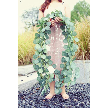 PARTY JOY Artificial Vines Faux Silk Eucalyptus Garland Greenery Wedding Backdrop Arch Wall Decor (Green Normal Package, 1)