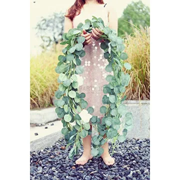 PARTY JOY Artificial Vines Faux Silk Eucalyptus Garland Greenery Wedding Backdrop Arch Wall Decor (Green Normal Package, 1)