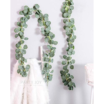 PARTY JOY Artificial Vines Faux Silk Eucalyptus Garland Greenery Wedding Backdrop Arch Wall Decor (Green Normal Package, 1)
