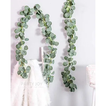 PARTY JOY Artificial Vines Faux Silk Eucalyptus Garland Greenery Wedding Backdrop Arch Wall Decor (Green Normal Package, 1)
