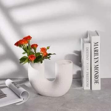 COEAZY U Shaped Ceramic Vases for Modern Home Décor