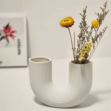 COEAZY U Shaped Ceramic Vases for Modern Home Décor