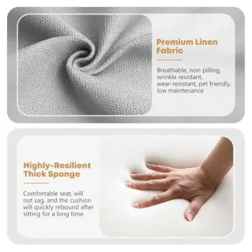 ELUCHANG Mid-Century Modern Chair,Accent Chair with Lumbar Pillow,Upholstered Armchair,Linen Fabric Comfy Reading Chair, Lounge Side Chair for Living Room Bedroom Apartment,Easy Assembly(Grey,2pcs)